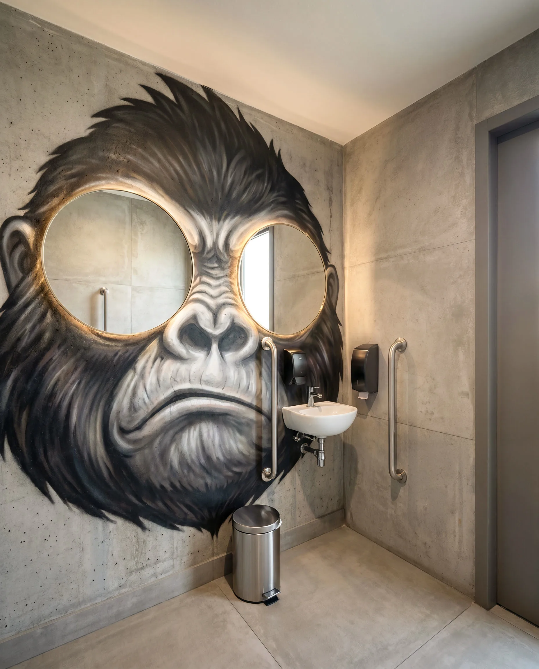 Sanitário · mural e lavatório